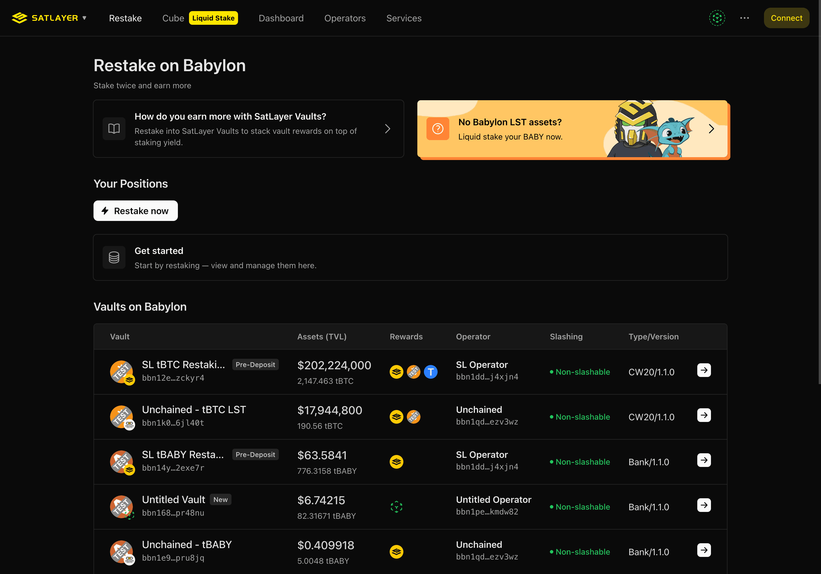 Restaking app screenshot